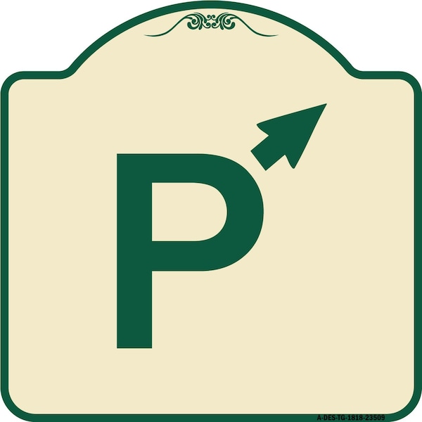 PWith Up Arrow Pointing Right Heavy-Gauge Aluminum Architectural Sign, 18" x 18", TG-1818-23509